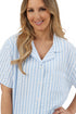 Marlon Coastal Stripe Seersucker Cotton Revere Collar Pyjama MA44318